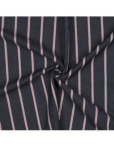 Tissu Denim léger à rayures larges - Bleu denim
