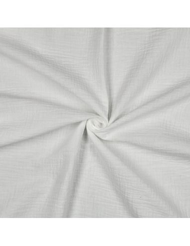 Tissu double gaze broderie anglaise festonnée - Blanc