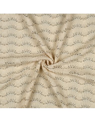 Tissu maille tricot Jacquard lurex - Écru