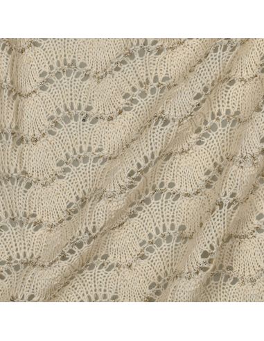 Tissu maille tricot Jacquard lurex - Écru