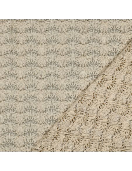 Tissu maille tricot Jacquard lurex - Écru