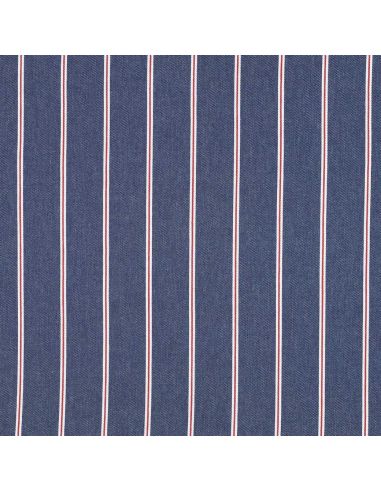 Tissu Denim léger à rayures larges - Bleu moyen
