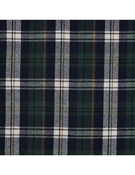 Tissu à carreaux tartan effet flanelle - Vert et bleu marine