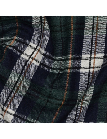Tissu à carreaux tartan effet flanelle - Vert et bleu marine