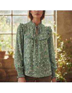 Tissu viscose Rosier sauvage - Sauge 2