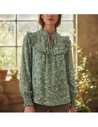 Tissu viscose Rosier sauvage - Sauge