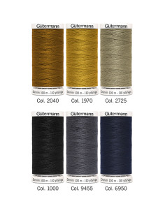 Set de 6 fils à coudre Denim Gütermann 2