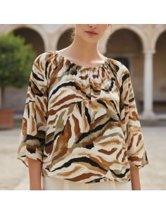 Tissu viscose Abstrait - Fauve et beige 2