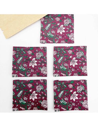 Lot de 5 étiquettes tissées à coudre fleurs Jaipur