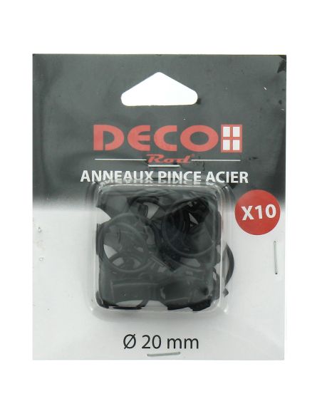 Lot de 10 anneaux 20 mm à pinces crocodile - Noir mat