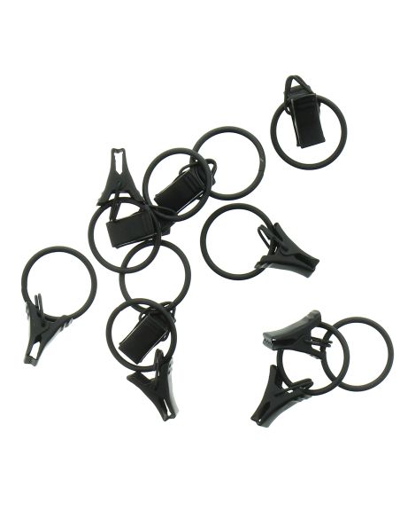 Lot de 10 anneaux 20 mm à pinces crocodile - Noir mat