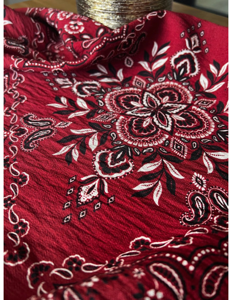 Tissu bandana viscose flammé Scarlett - My Dress Made