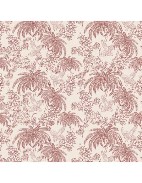 Tissu toile de Jouy demi-natté – Grande largeur – Palme rouge