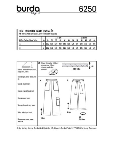 Patron de pantalon ample - Burda 6250