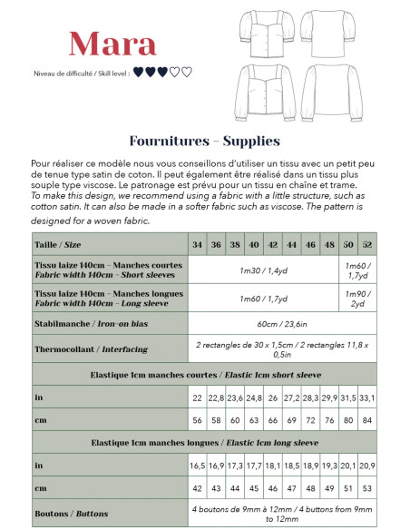 Patron de blouse - Mara - Lise Tailor