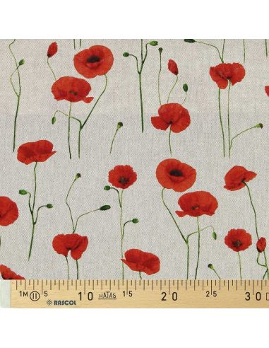 Toile de coton canvas premium - Coquelicots
