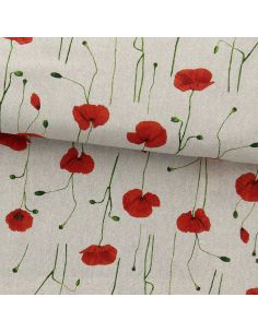 Toile de coton canvas premium - Coquelicots