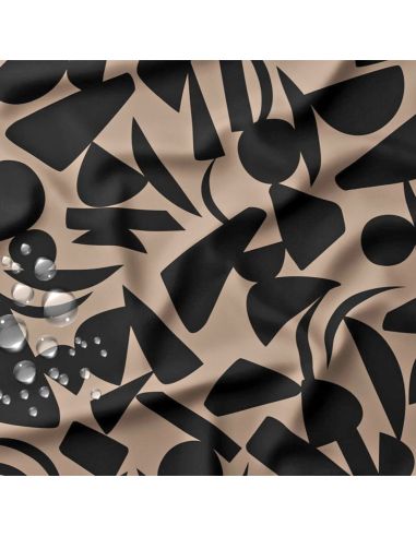 Tissu imperméable pour ciré - Jamo gris et noir