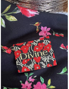 Étiquette tissée à coudre - Divine coquelicots 2