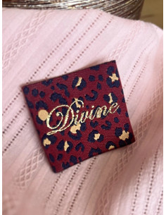 Étiquette tissée à coudre - Divine Léopard bordeaux 2