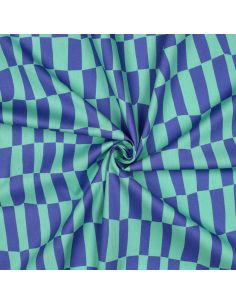 Tissu popeline de coton Jennifer Bouron - Carreaux bleu et menthe