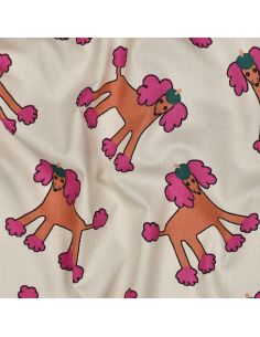 Tissu popeline de coton Jennifer Bouron - Chiens rose sur fond naturel 2