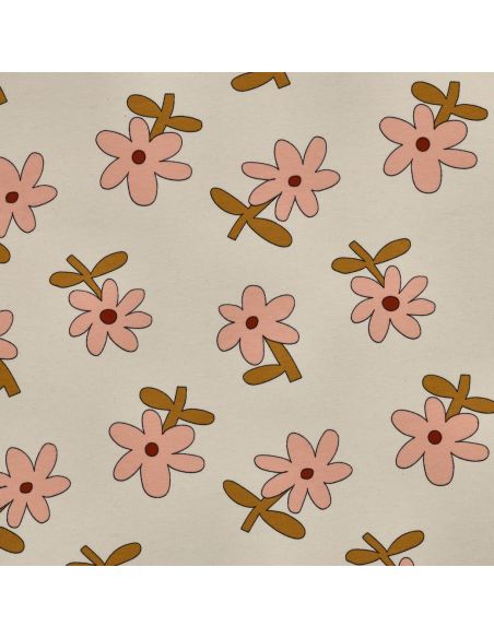 Tissu jersey imprimé Jennifer Bouron - Fleurs pêche sur fond naturel