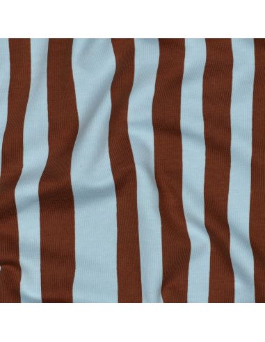 Tissu sweat Jennifer Bouron - Rayures bleu ciel et chocolat