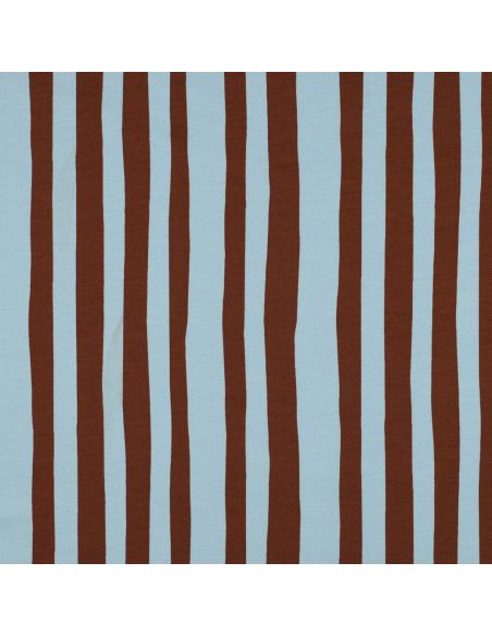 Tissu sweat Jennifer Bouron - Rayures bleu ciel et chocolat
