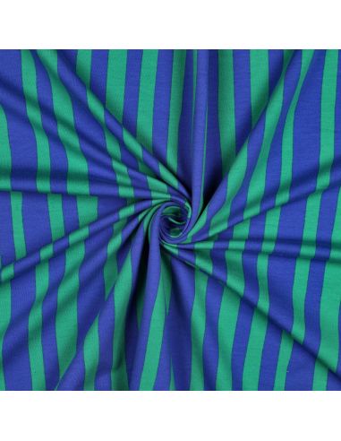 Tissu sweat Jennifer Bouron - Rayures bleues et vertes