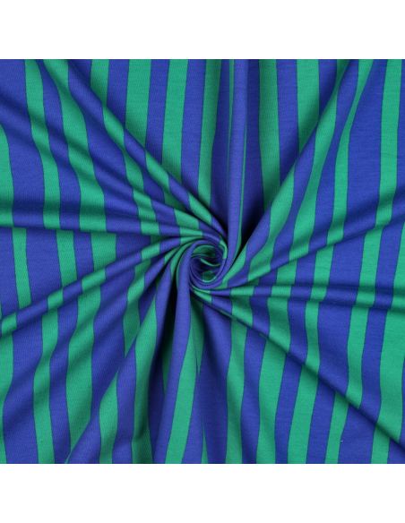 Tissu sweat Jennifer Bouron - Rayures bleues et vertes