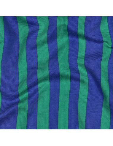 Tissu sweat Jennifer Bouron - Rayures bleues et vertes
