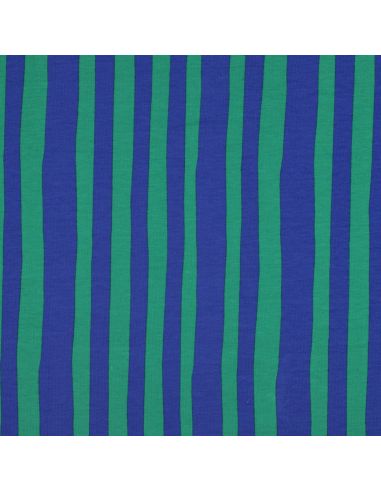 Tissu sweat Jennifer Bouron - Rayures bleues et vertes