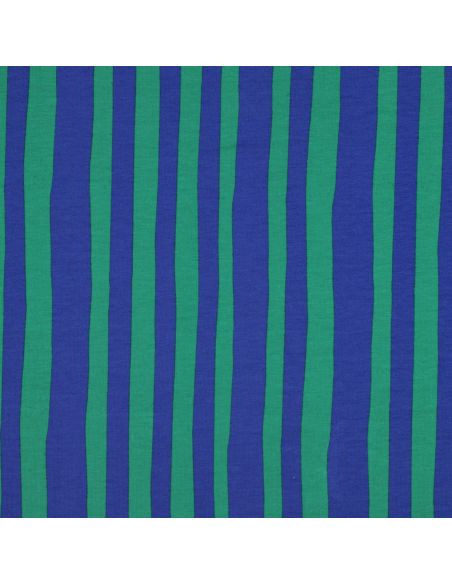 Tissu sweat Jennifer Bouron - Rayures bleues et vertes