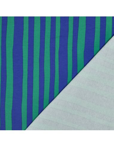 Tissu sweat Jennifer Bouron - Rayures bleues et vertes