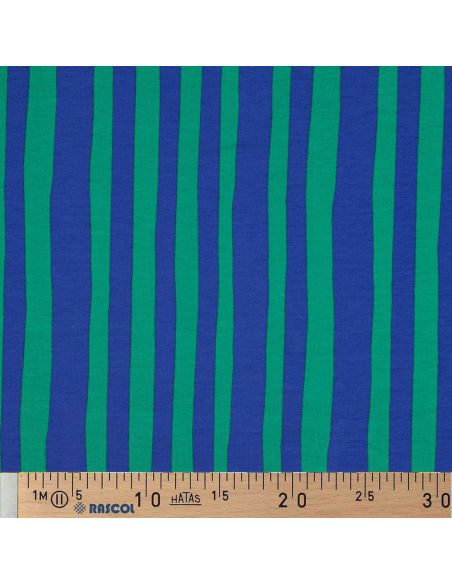 Tissu sweat Jennifer Bouron - Rayures bleues et vertes