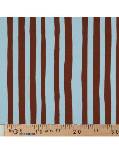 Tissu sweat Jennifer Bouron - Rayures bleu ciel et chocolat