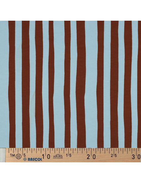 Tissu sweat Jennifer Bouron - Rayures bleu ciel et chocolat
