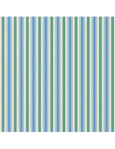 Tissu popeline de coton - Lydia vert et bleu 2