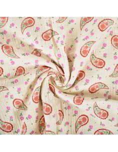 Tissu double gaze imprimé - Bandana écru