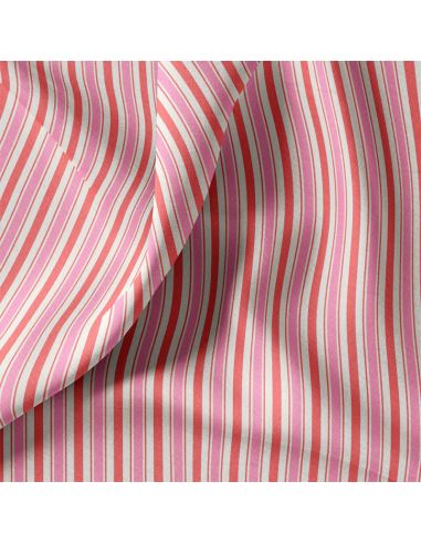 Tissu popeline de coton - Lydia rouge et rose