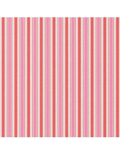Tissu popeline de coton - Lydia rouge et rose 2