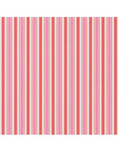 Tissu popeline de coton - Lydia rouge et rose