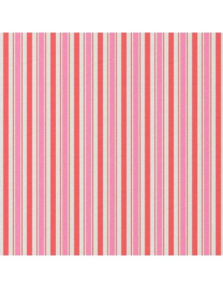 Tissu popeline de coton - Lydia rouge et rose