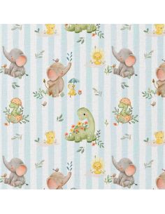 Tissu popeline de coton - Ellie blanc et bleu 2