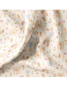 Tissu popeline de coton - Cocotte écru