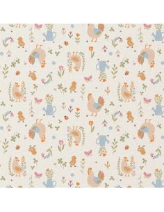Tissu popeline de coton - Cocotte écru 2