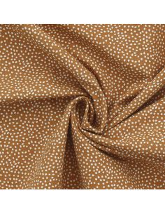 Tissu popeline de coton - Tassi caramel et blanc