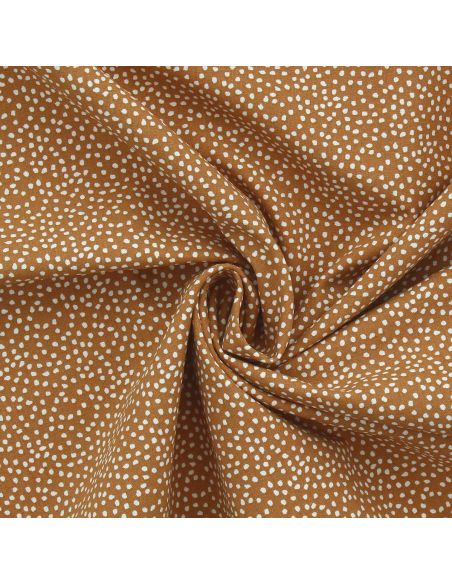 Tissu popeline de coton - Tassi caramel et blanc