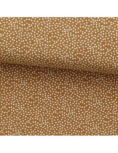 Tissu popeline de coton - Tassi caramel et blanc